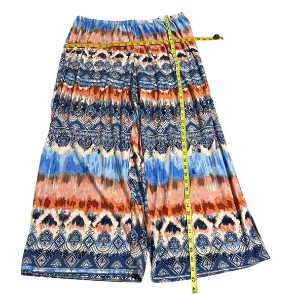 CocoBleu Palazzo Wide Leg Pants Women Large Printed Artsy Stretch Pull On 3X NWT - Picture 3 of 9